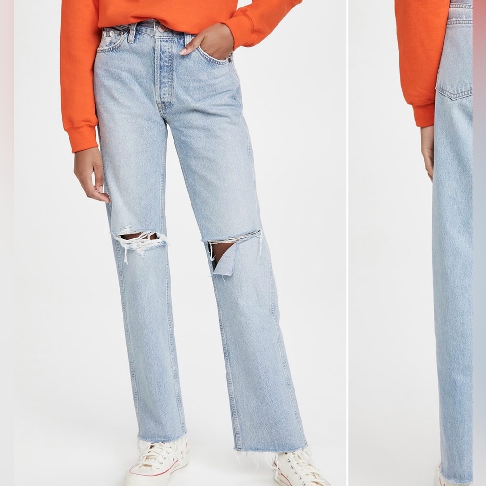 BNWT RE/DONE 90s High Rise Rigid Loose Jeans size 27 in Breezy Indigo